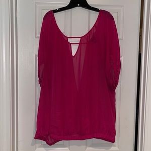 Torrid hot pink sheer blouse